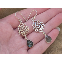 Echt zilveren oorbellen met Labradoriet 